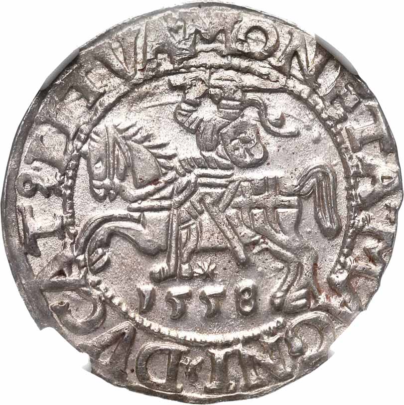 Zygmunt II August. Półgrosz 1558, Litwa, Wilno, NGC MS63